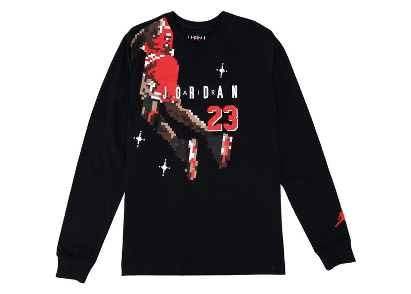 Tričko Jordan Jordan Slam Dunk Contest Holiday Long Sleeve Pixel Tee Black/Chile Red Čierna | DC9793-010