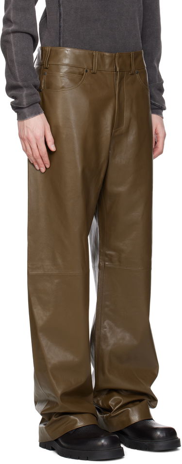 Nohavice Entire Studios Entire Studios Straight Leg Leather Pants Zelené | ESU-S25-13007-PE, 1