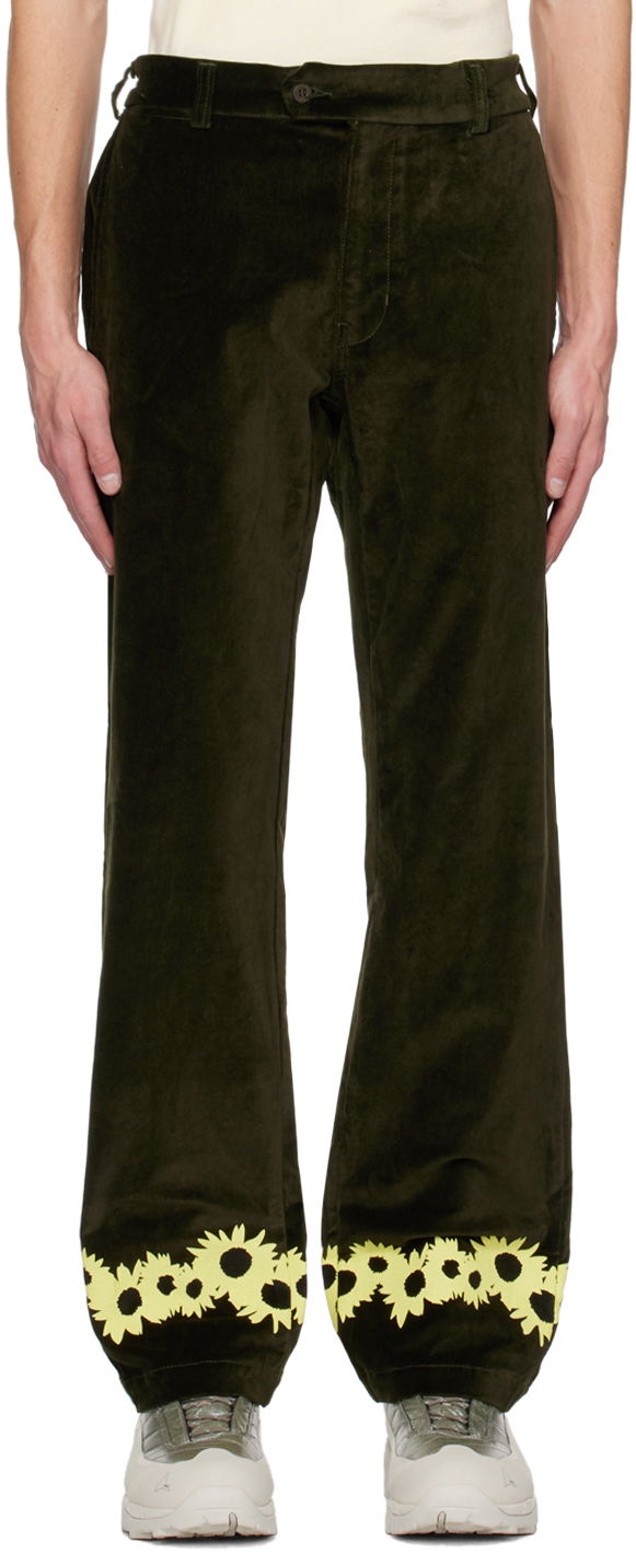 Nohavice Saintwoods Flower Corduroy Trousers Zelené | SW01510, 0