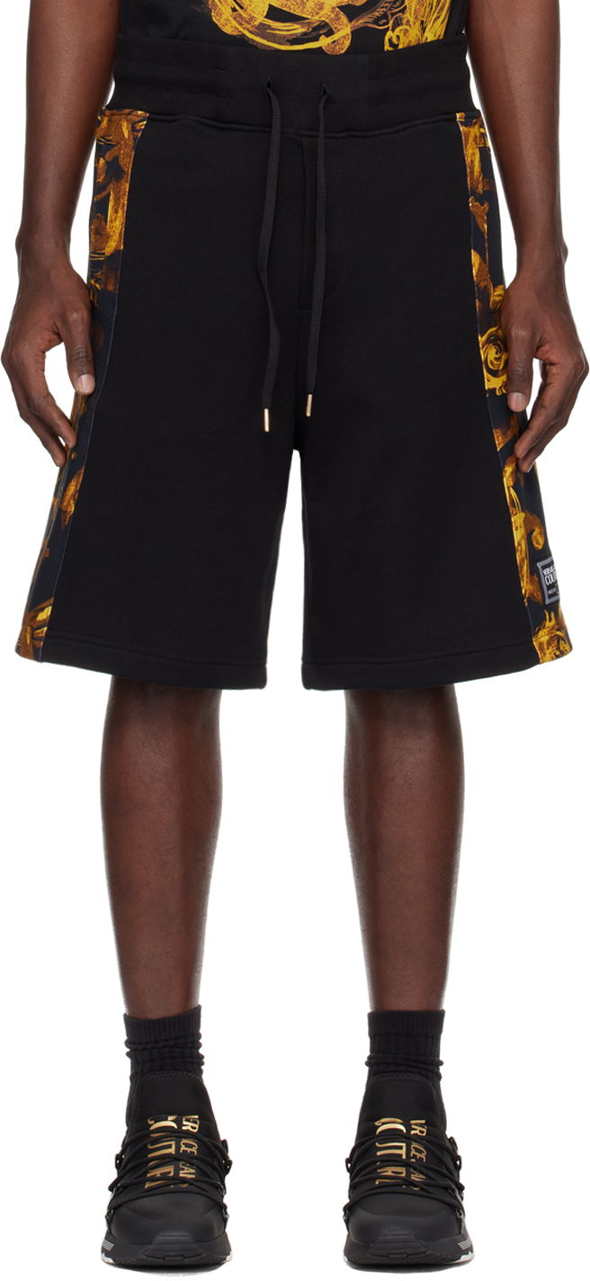 Šortky Versace Couture Black & Gold Watercolor Couture Shorts Čierna | E76GAD3C0_EFS127, 0