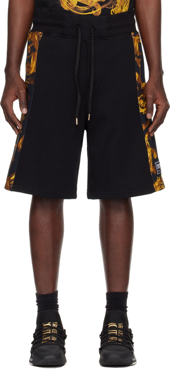 Šortky Versace Couture Black & Gold Watercolor Couture Shorts Čierna | E76GAD3C0_EFS127