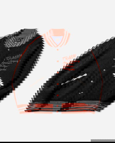 Bunda Needles Deconstructed Wool Melton Letterman Jacket TRASH Triangle of Aoyama Shibuya Harajuku Rôznofarebný | RW168 BLACK, 0