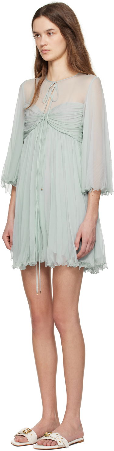 Šaty CHLOÉ Chloé Pleated Mini Dress Zelené | CH25SRO27116, 3