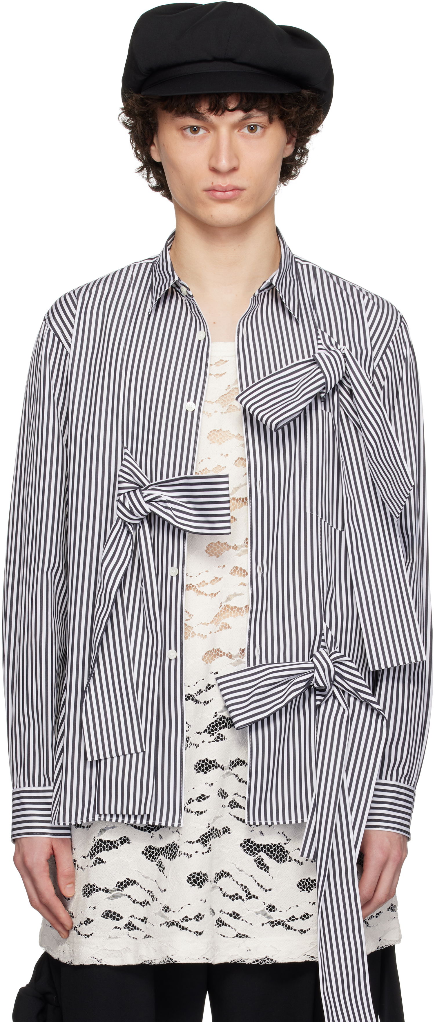 Košeľa Comme des Garçons Homme Plus Broad Stripe Tie Shirt Navy | PO-B018-051, 0