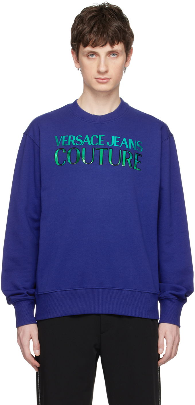 Mikina Versace Jeans Couture Iridescent Sweatshirt Modrá | E74GAIG06 ECF01G, 0