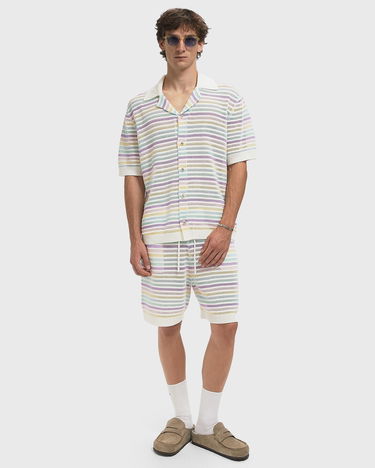 Polo tričko Casablanca Crochet Knit Striped Polo Shirt Rôznofarebný | M-AW25-KW-1097-01, 1