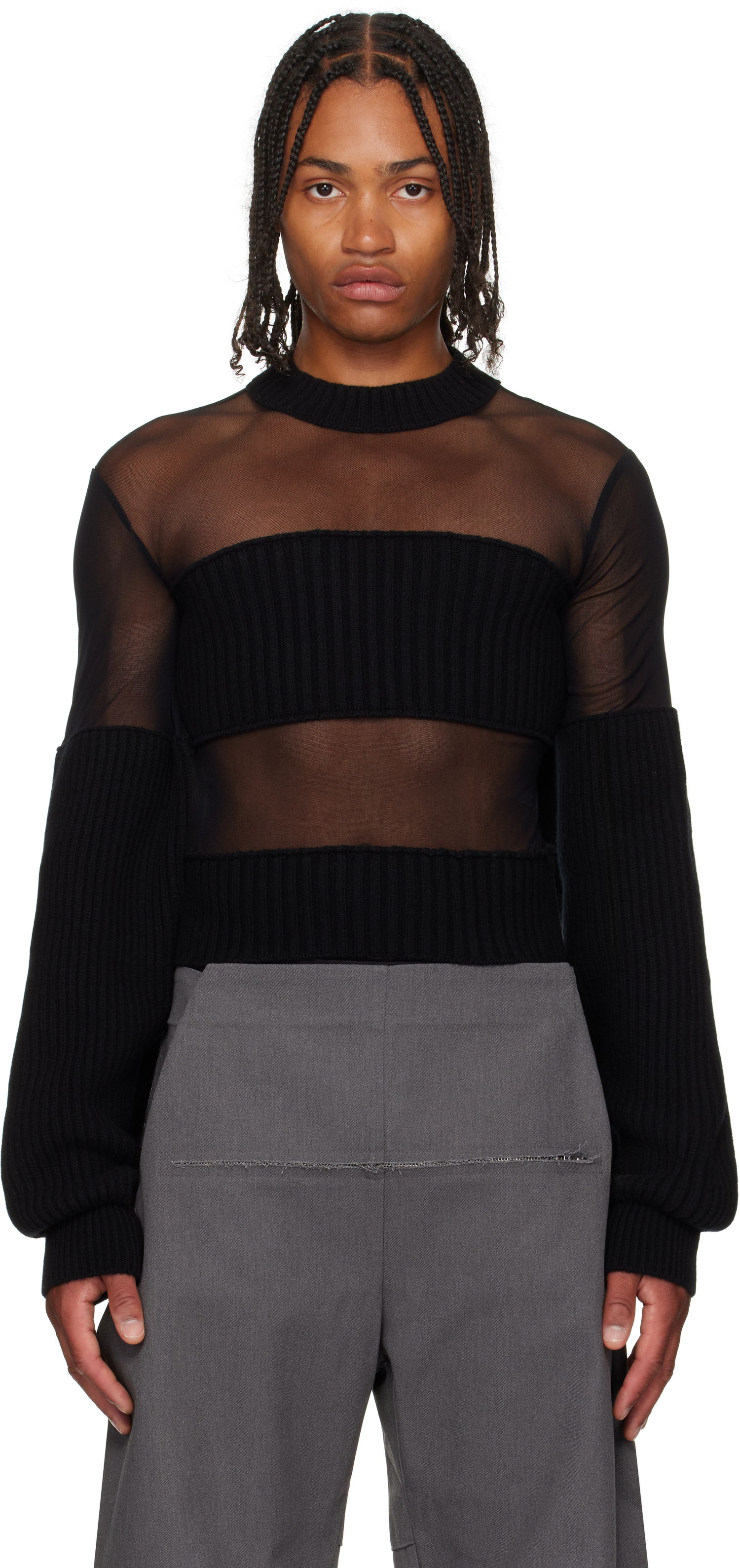 Tričká a tielka Jean Paul Gaultier Jean Paul Gaultier Mesh Cut Out Detail Top Čierna | 25/03-W-PO016-K002-00, 0