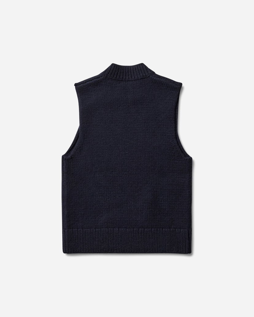 Sveter Dries Van Noten Sleeveless Sweater Mock Neck Navy | 252-021245-2710 509