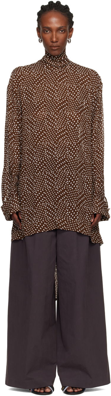 Košeľa Dries Van Noten Dries Van Noten Dot Print High-Neck Blouse Hnedá | 252-010779-2251, 0