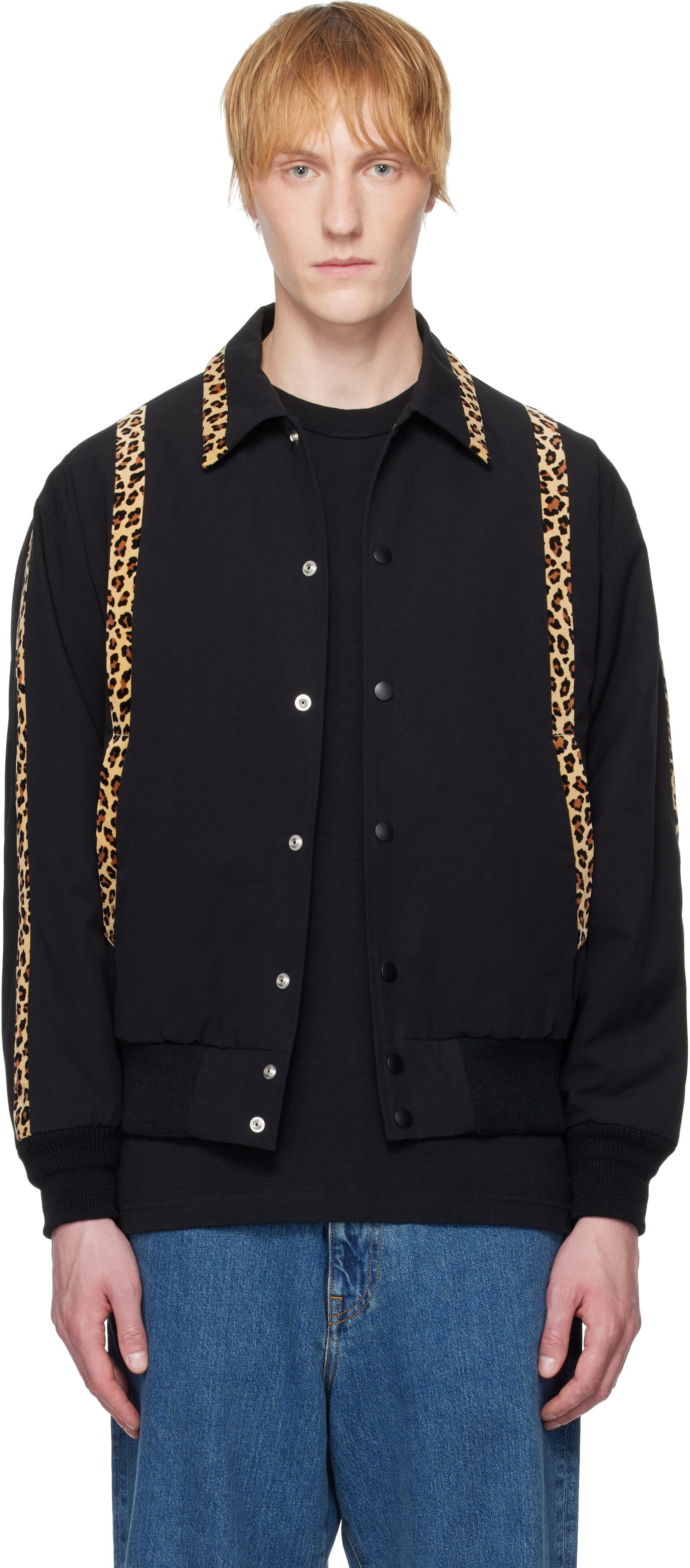Bomber bunda WACKO MARIA WACKO MARIA 50's Leopard Trim Jacket Čierna | 25SS-WMO-BL14, 0