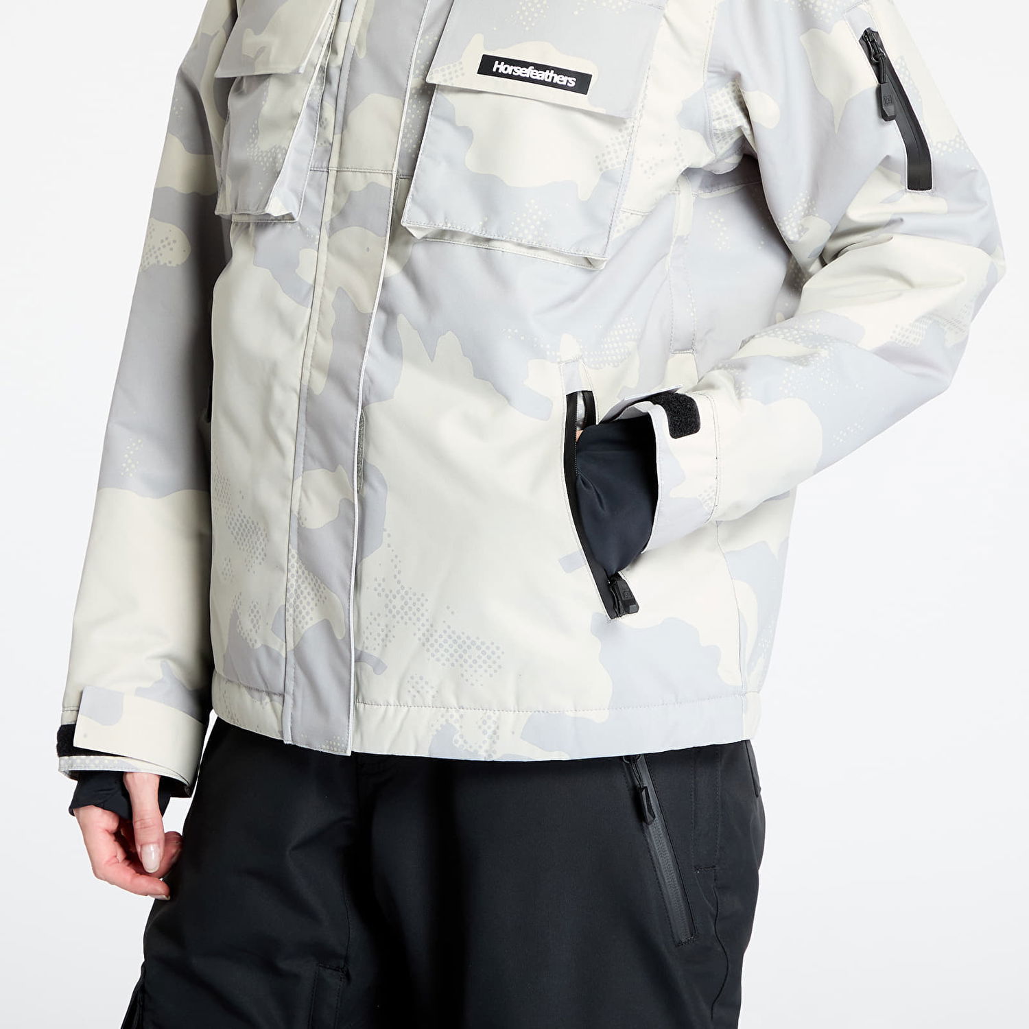 Parka Horsefeathers Snowstorm Print Hooded Jacket Biela | OW221B, 1