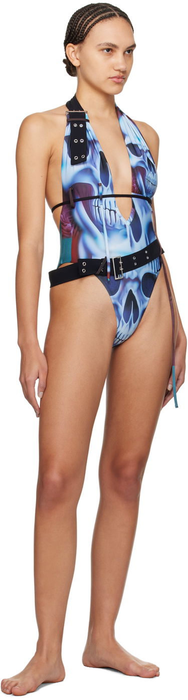Plavky Ottolinger Ottolinger Skull-Print Belt One-Piece Swimsuit Modrá | 301901, 3