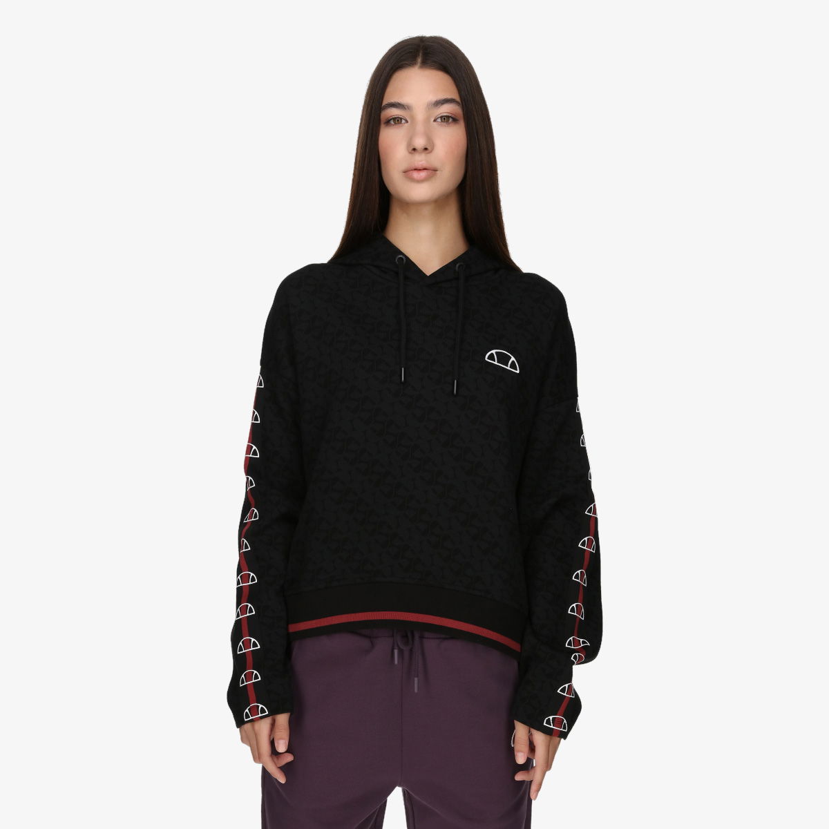 Mikina Ellesse Women's All-Over Logo Print Hoodie Čierna | ELA243F696-01, 0