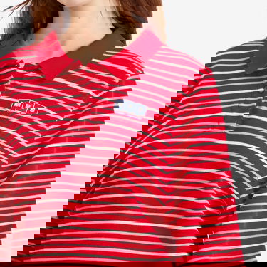 Polo tričko Martine Rose Martine Rose Striped Cropped Polo T-Shirt, Size Large Červená | 659JE02104O-REDWHT, 5