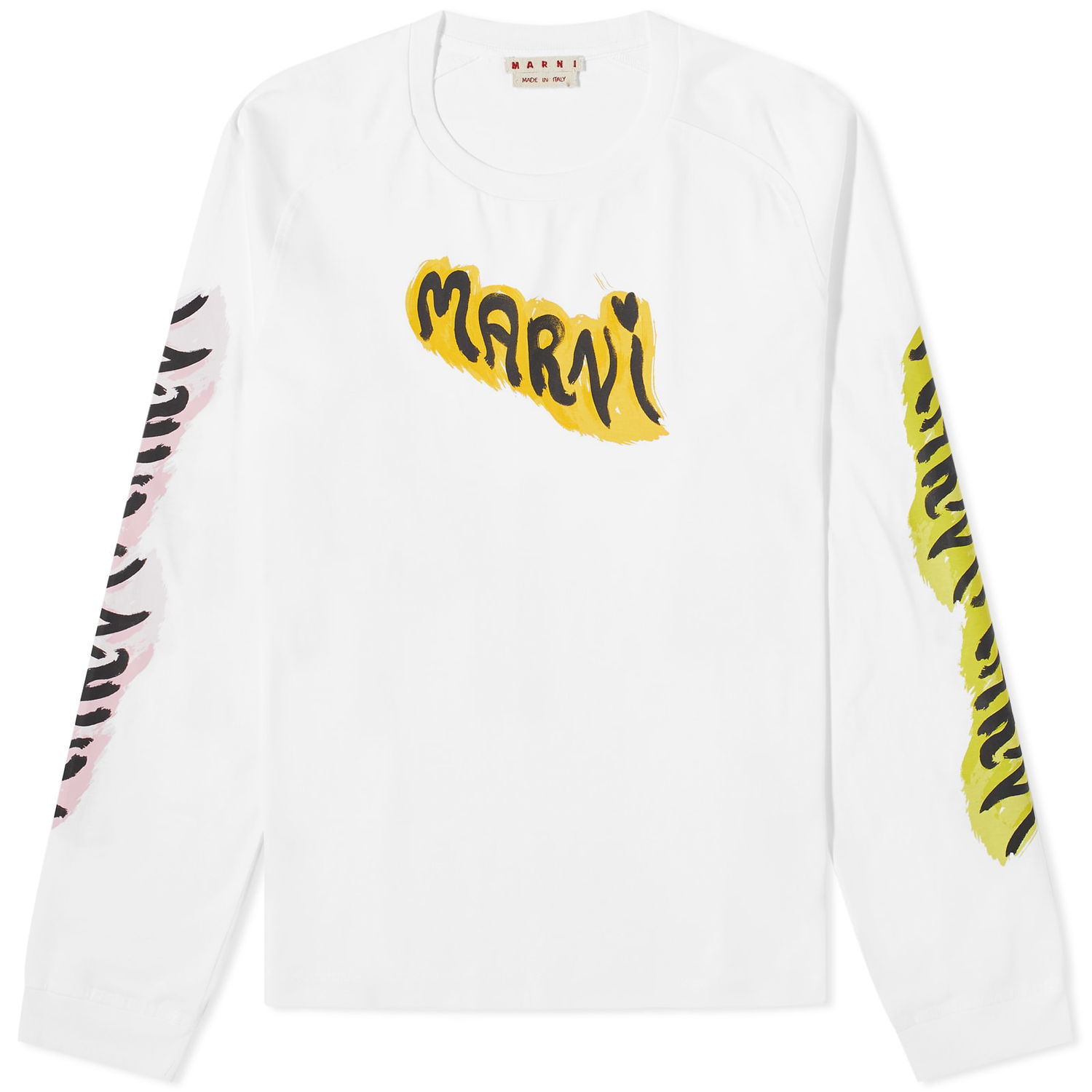 Tričko Marni Marni Long Sleeve Graffiti Logo Tee Biela | HUMU0274P0-USCV52-GLW01, 0