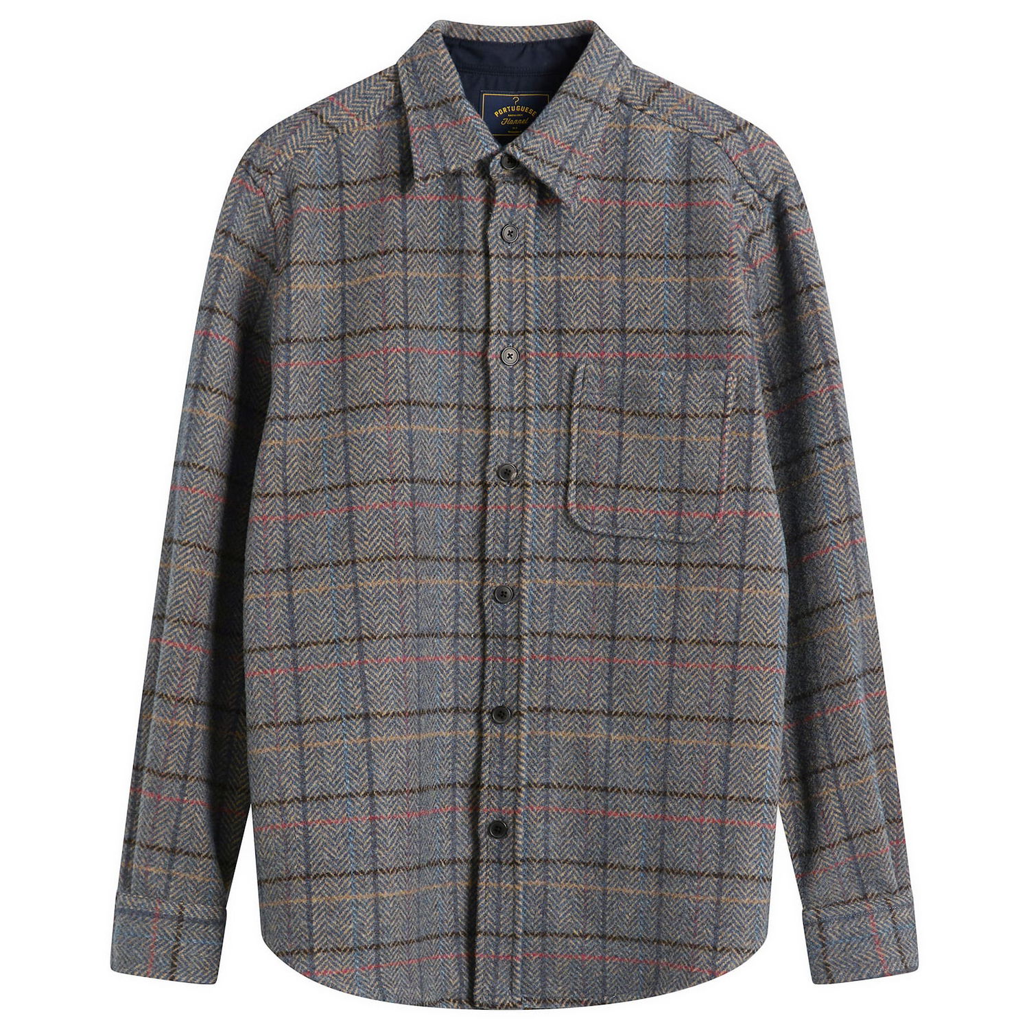 Košeľa Portuguese Flannel Flannel Herringbone Plaid Overshirt Rôznofarebný | AW25076-GRY, 1