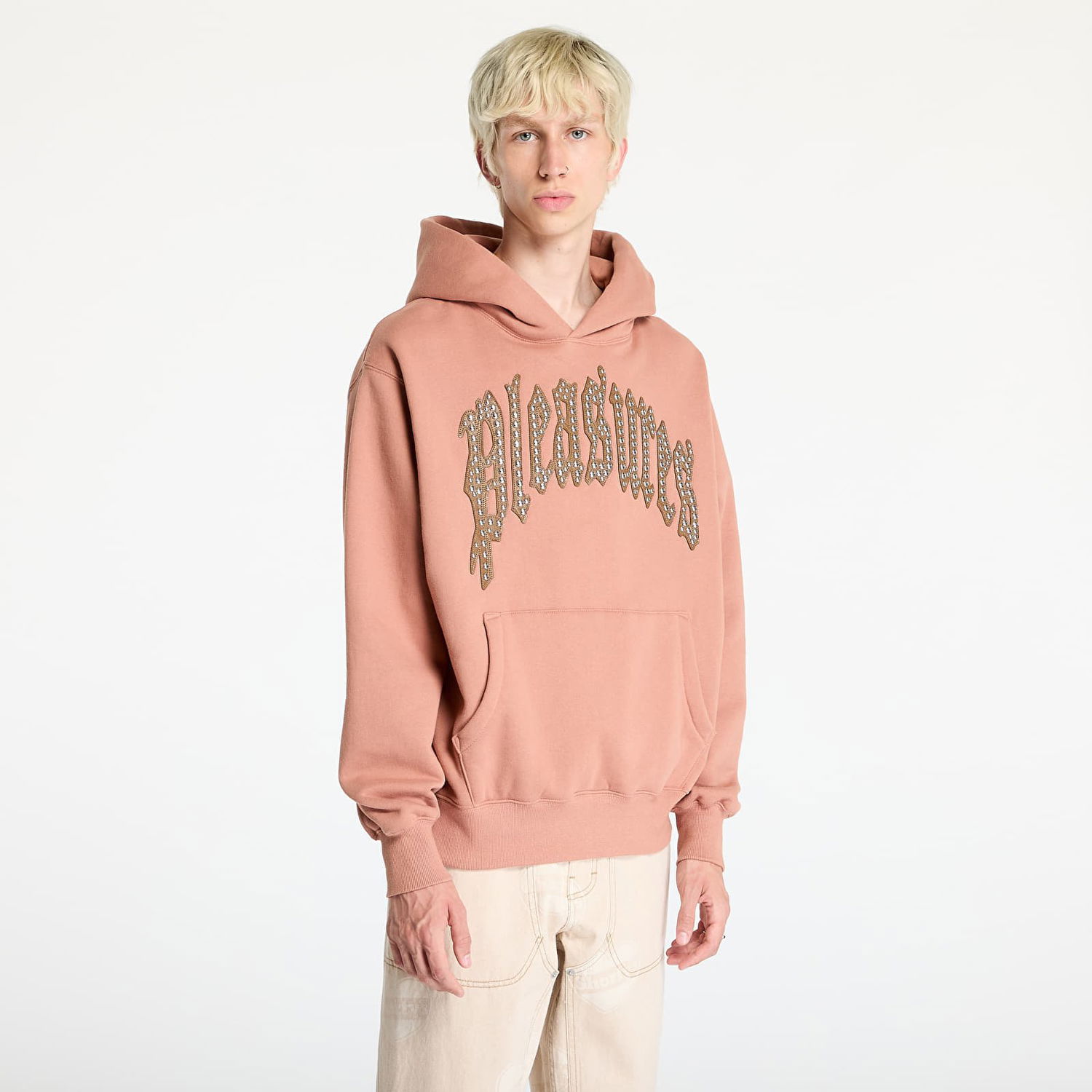 Mikina Pleasures Twitch Studded Hoodie Clay Oranžová | P24F043 CLAY, 0