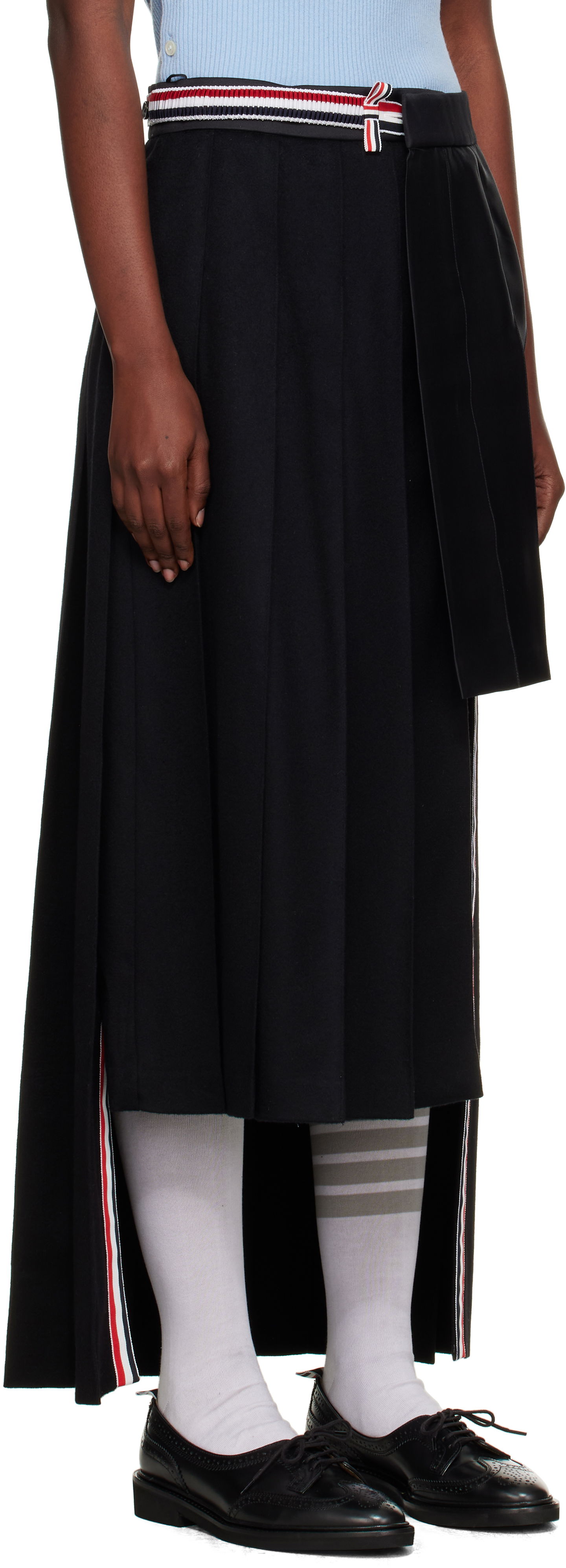 Sukňa Thom Browne Wrap Pleated Midi Skirt Čierna | FGCA33C-07962, 1