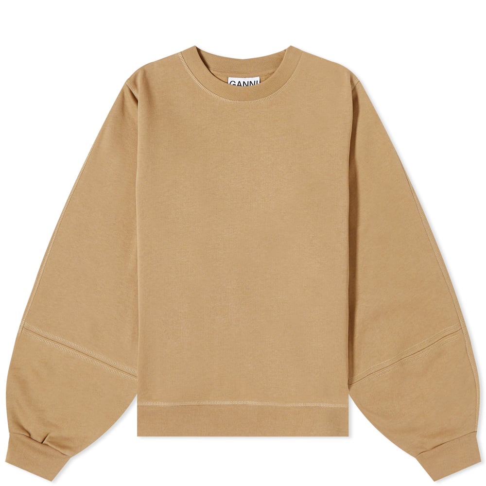 Mikina GANNI Software Logo Puff Sleeve Sweat Hnedá | T3378-554, 0
