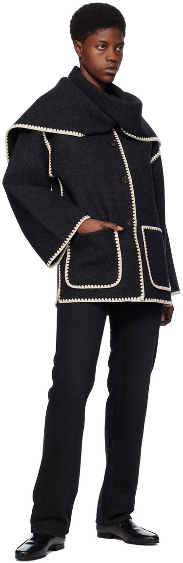 Šál TOTEME Embroidered Wool-Blend Cape Čierna | 221-117-709, 3