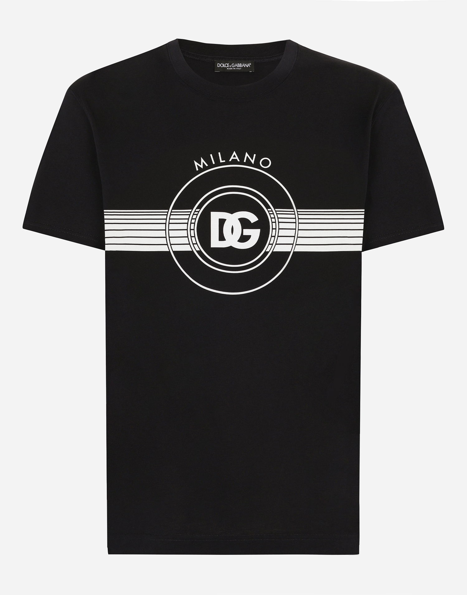 Tričko Dolce & Gabbana Short-sleeved Cotton T-shirt With Dg Print - Man T-shirts Čierna | G8RN8TG7M8WB0665, 0