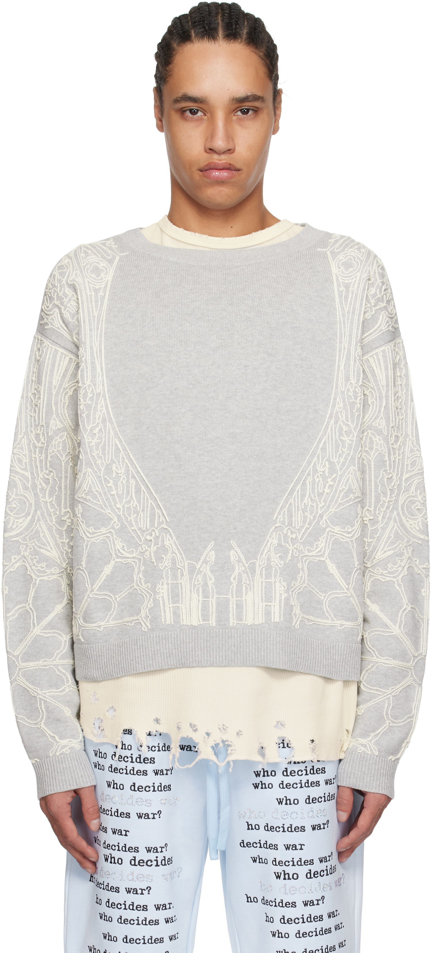 Sveter Who Decides War Who Decides War Notre Dame Sweater Šedá | 1110440021SS25, 0