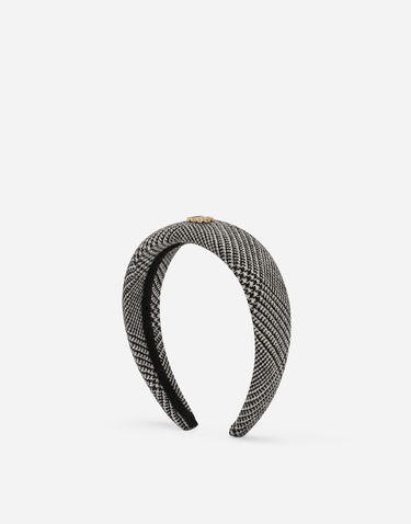 Šál Dolce & Gabbana Dolce & Gabbana Glen Plaid Wool-Blend Hairband with Logo Čierna | LB3L54FQ2N2S8100, 1