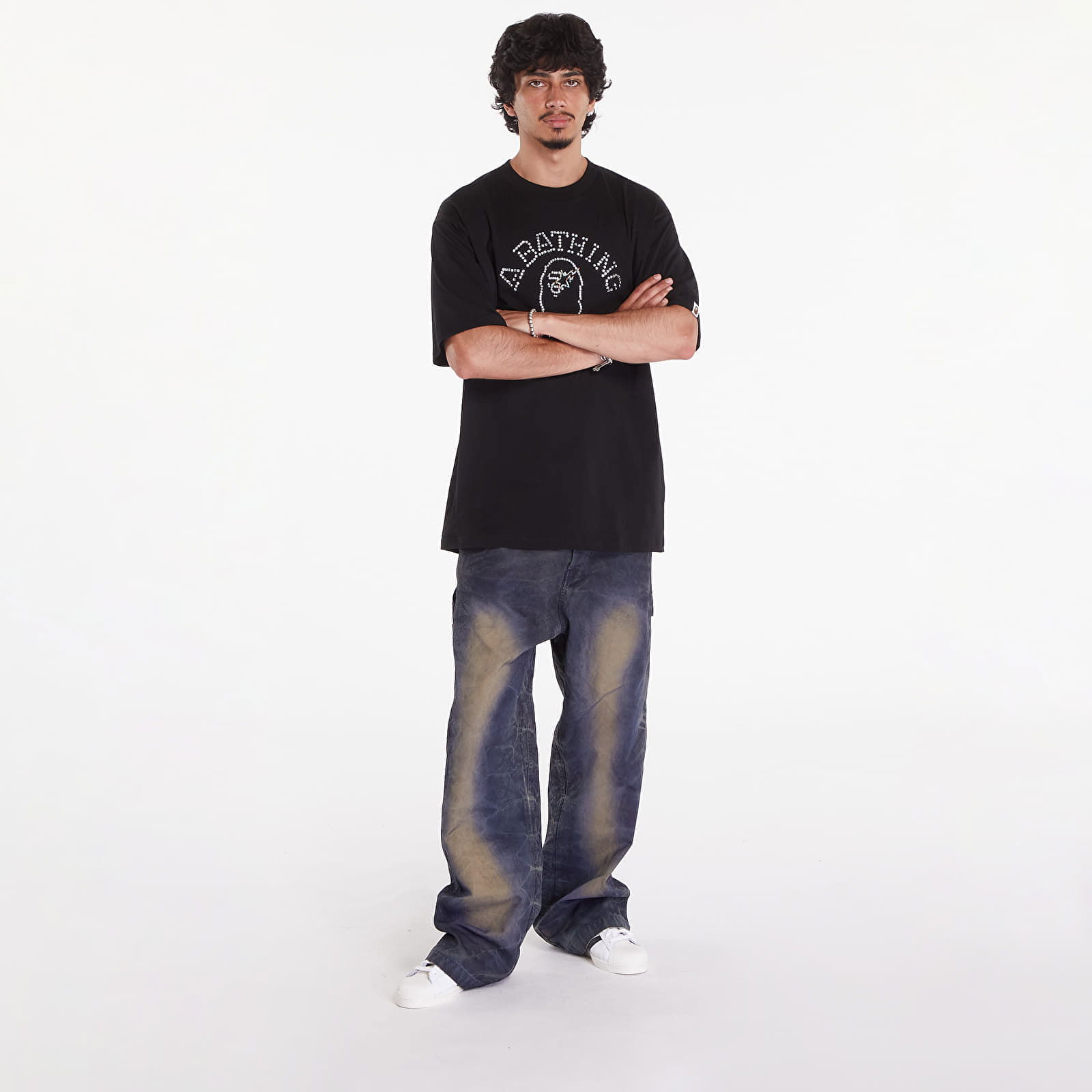 A BATHING APE Rhinestone College Relaxed Fit Tee