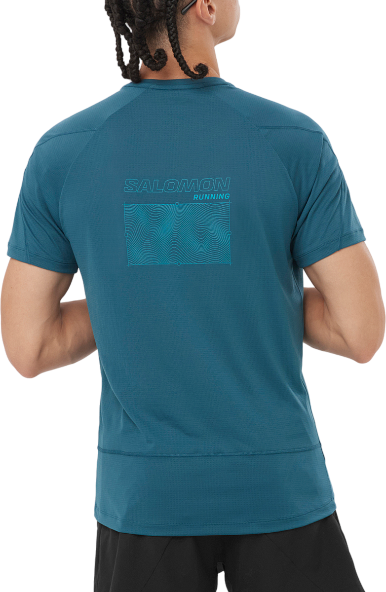 Tričko Salomon CROSS RUN SS TEE GFX M Modrá | lc2195500, 1