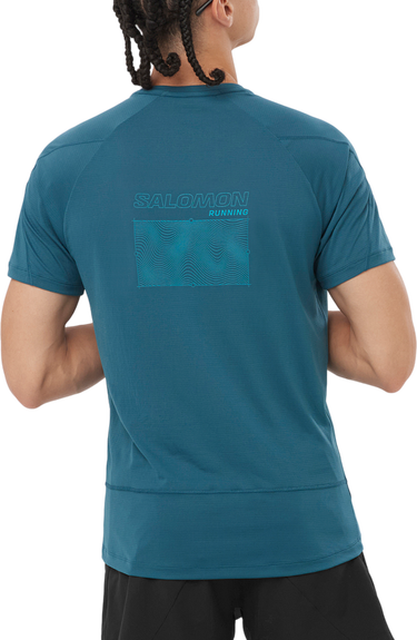 Tričko Salomon CROSS RUN SS TEE GFX M Modrá | lc2195500, 1