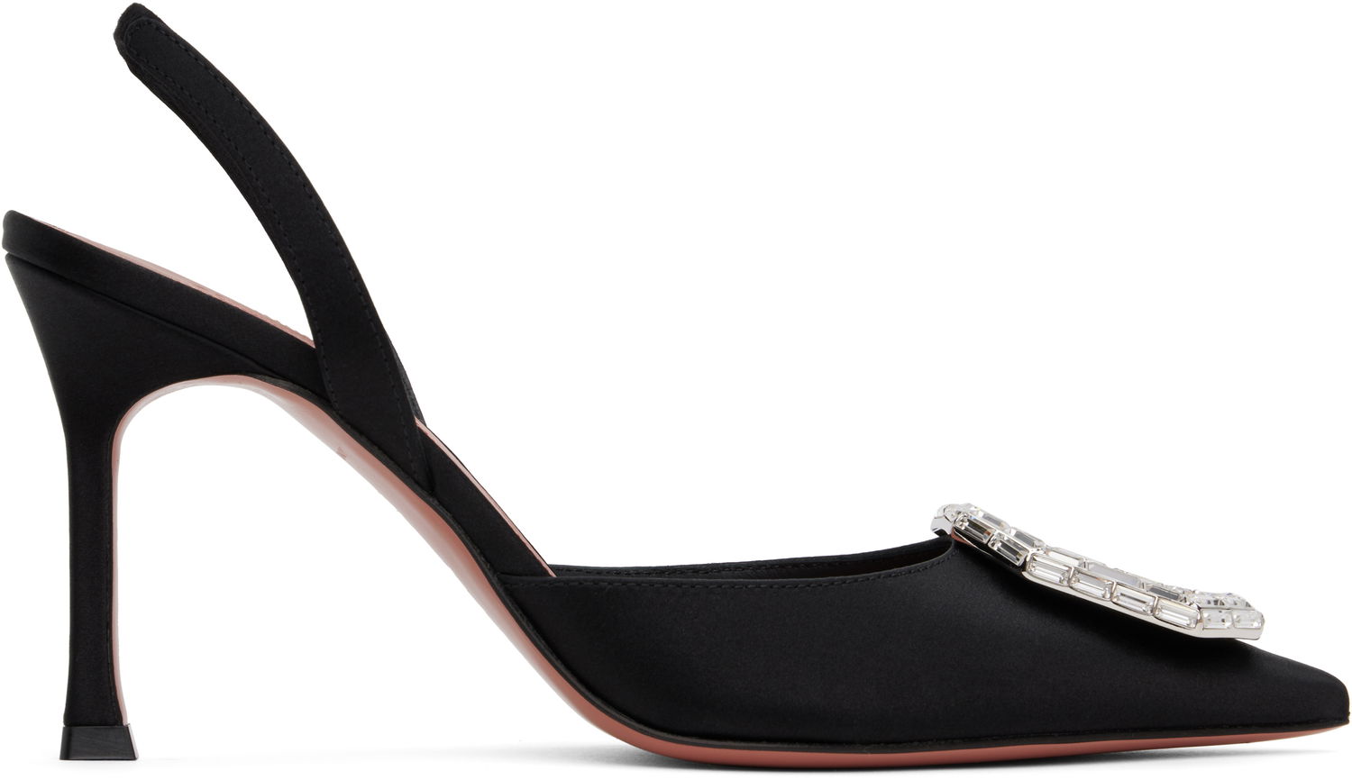 Tenisky a topánky Amina Muaddi Sling 90 Satin Heels with Crystal Buckle Čierna | CAMELIA SLING 90 SR SATIN, 0