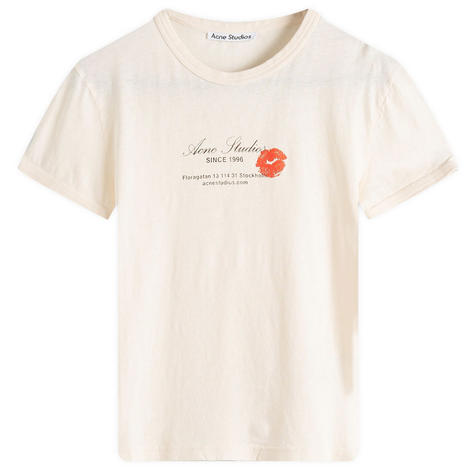 Tričko Acne Studios Acne Studios Etza Kiss Business Card Logo Shrunken T-Shirt, Size Large Béžová | AL0460-AR8, 0