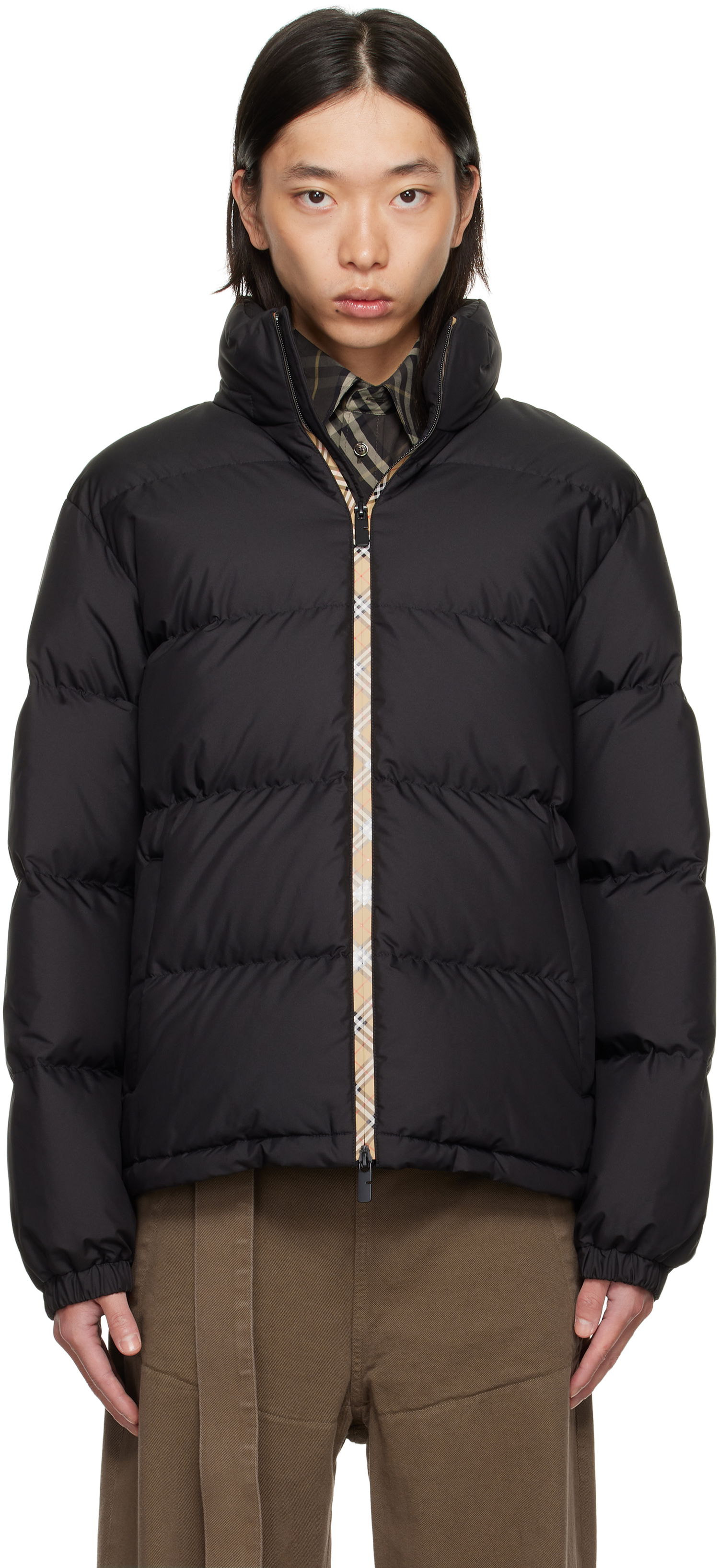 Prešívaná bunda Burberry Burberry Snowdon Checker-Tape Down Jacket Čierna | 8113810, 0