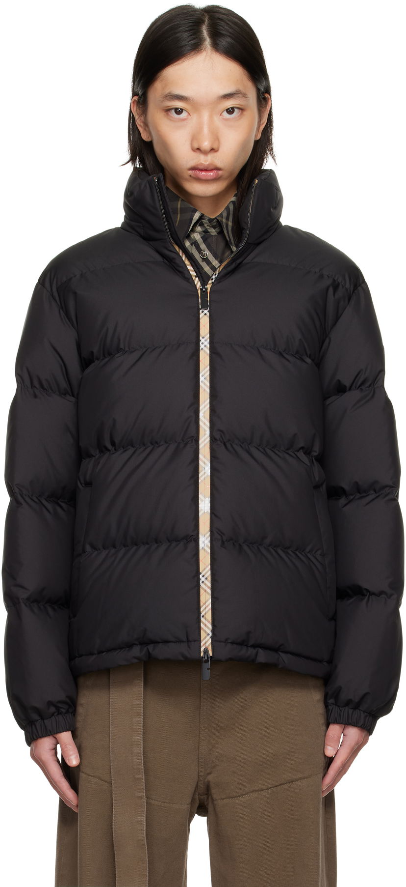 Prešívaná bunda Burberry Burberry Snowdon Checker-Tape Down Jacket Čierna | 8113810