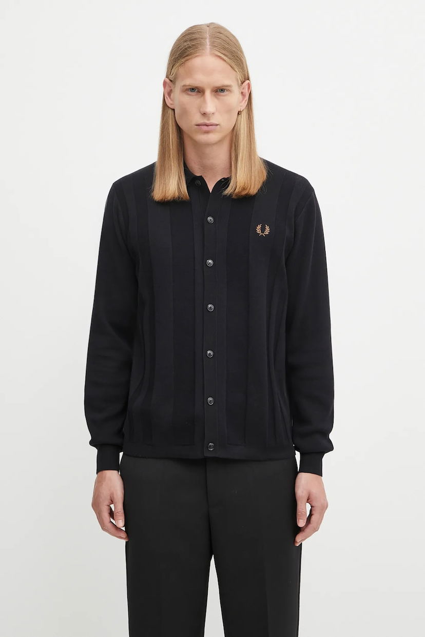 Sveter Fred Perry Fred Perry Textured Cardigan Čierna | K9726