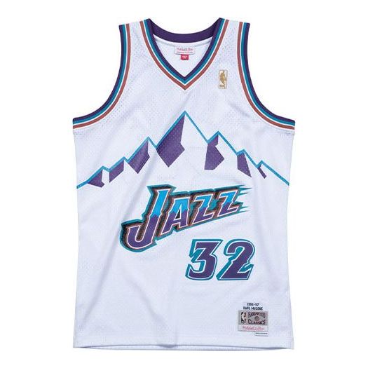 Dres Mitchell & Ness Mitchell & Ness Utah Jazz Karl Malone Swingman Jersey Biela | SMJYAC18056-UJAWHIT96KMA, 0