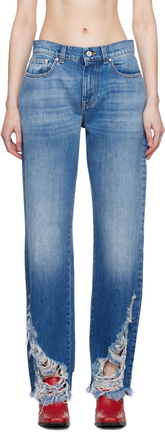 Džínsy Stella McCartney Stella McCartney Distressed Jeans Modrá | 6D00293SPH26