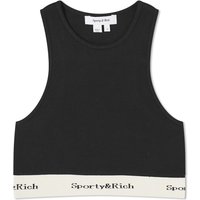 Tielko Sporty & Rich Serif Logo Ribbed Cropped Tank Top Čierna | LCAW233BK-BLK, 1