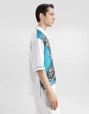 Košeľa Dolce & Gabbana Dolce & Gabbana Silk and Cotton Bandanna Print Shirt Tyrkysová | GXV90TJFMLZHT5IK, 3