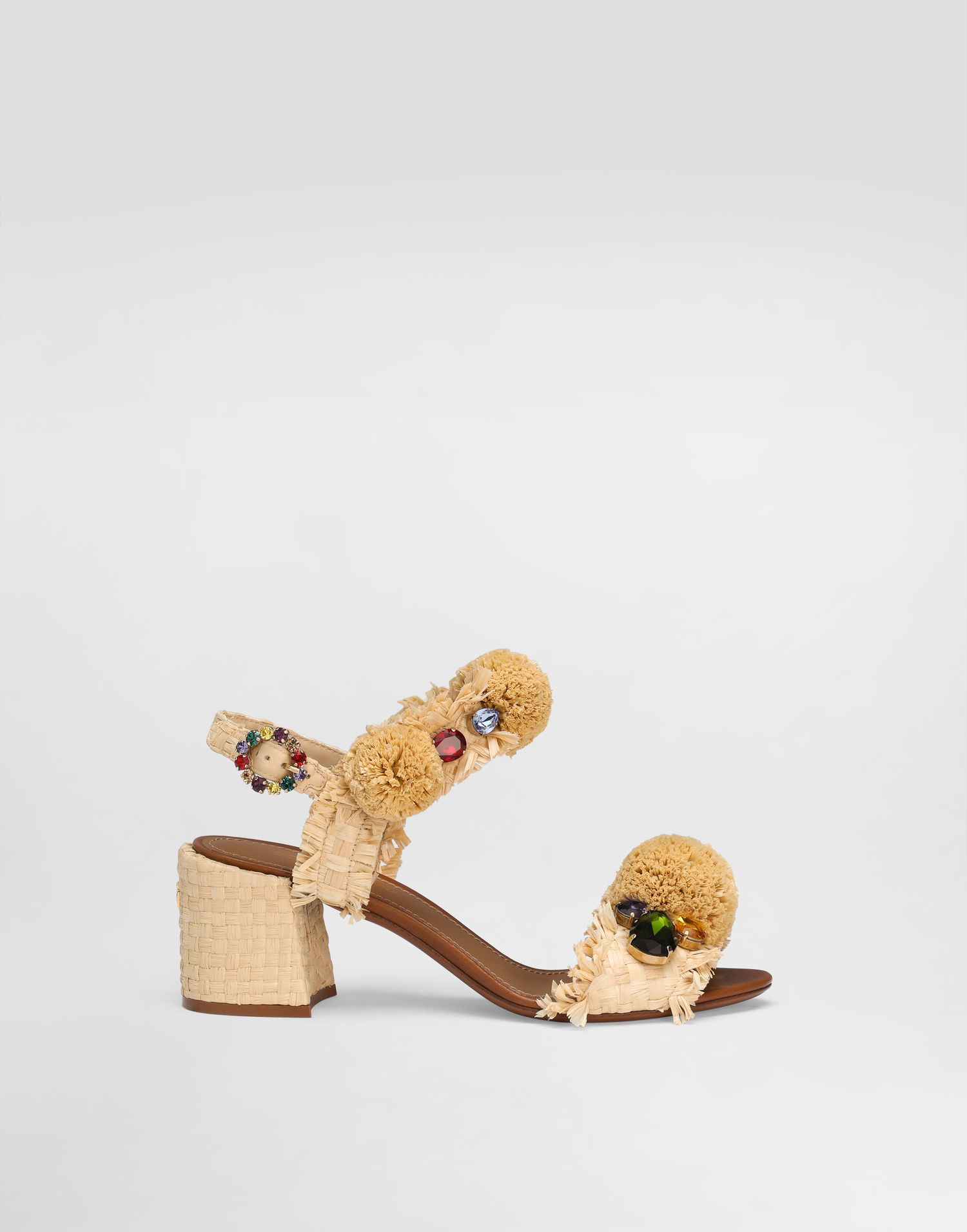 Doplnky Dolce & Gabbana Dolce & Gabbana Embroidered Raffia Fringe Sandals Béžová | CR1889AM4478B139, 0