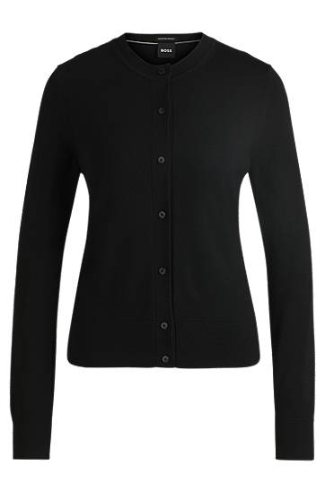 Sveter BOSS Merino Wool Button Cardigan Čierna | 50492552, 0