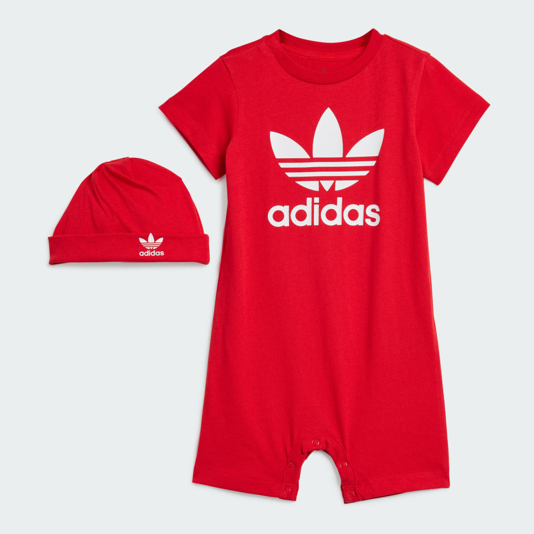 Overal adidas Performance Baby Trefoil Bodysuit and Beanie Set Červená | IM8430, 0