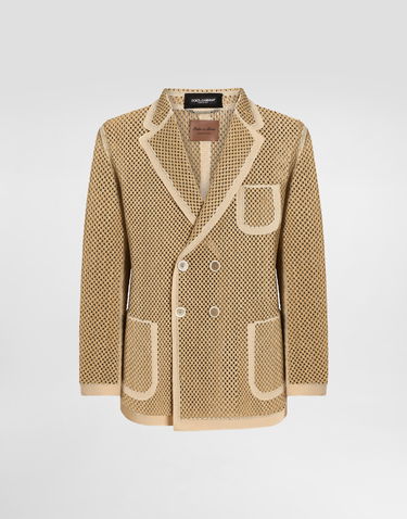 Bunda Dolce & Gabbana Dolce & Gabbana Double-breasted Raffia Mesh Jacket Béžová | G2UL1TGJ208S9000, 0