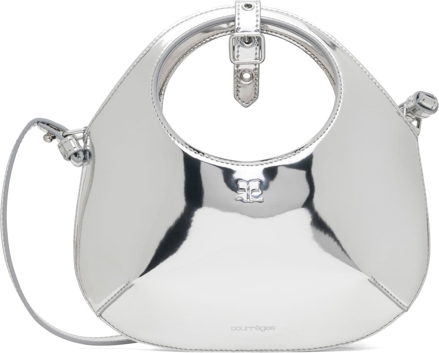 Taška cez rameno Courrèges Mini Mirror Effect Shoulder Bag Metalická | 324GSA126PU0017, 0