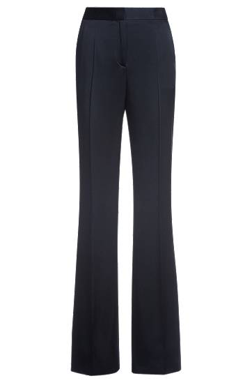 Nohavice BOSS Slim-Fit Lustrous Twill Trousers Navy | 50537472, 0