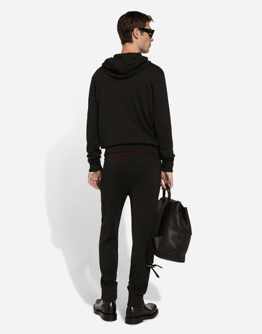 Mikina Dolce & Gabbana Dolce & Gabbana Wool and Silk Hoodie with DG Patch Čierna | GXV55ZJFMCZN2958, 2