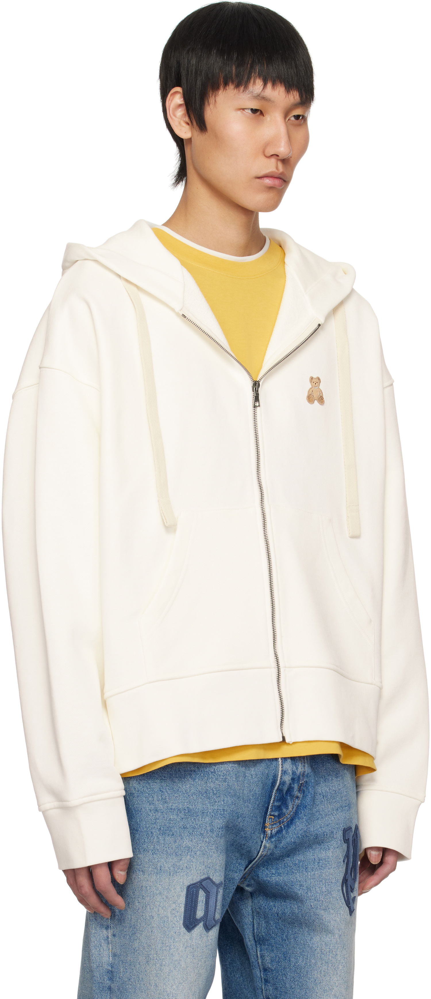 Mikina Palm Angels Palm Angels 'Bear in Mind' Zip-Up Hoodie Biela | PMBE021S25FLE0010360, 1