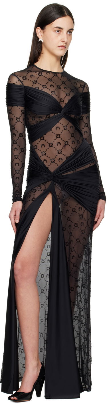 Šaty Marine Serre Marine Serre Draped Jersey Knotted Midi Dress Čierna | WDR339A RJER0018, 3