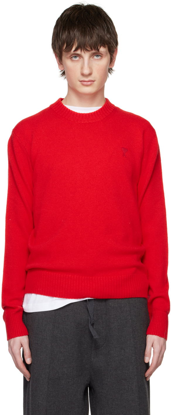 Sveter AMI SSENSE x Sweater Červená | HKS017.KN0001, 0