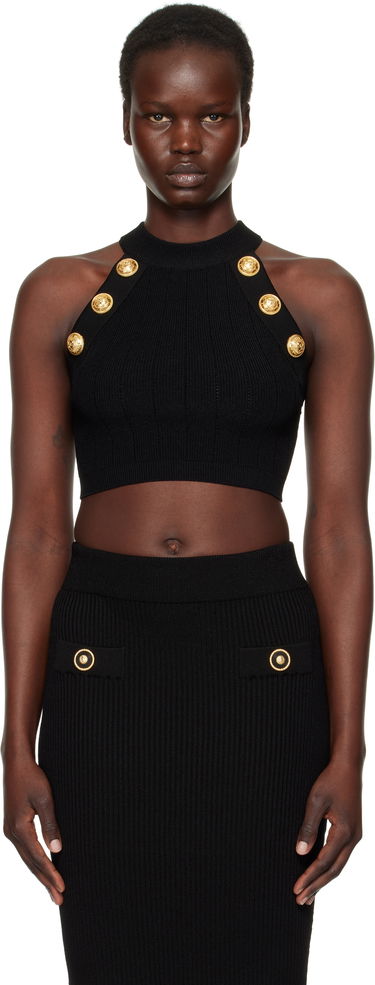 Sukňa Balmain Balmain Halterneck Knit Cropped Top Čierna | EF1AB390KB07, 0